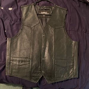 Men's Classic Black Leather Vest